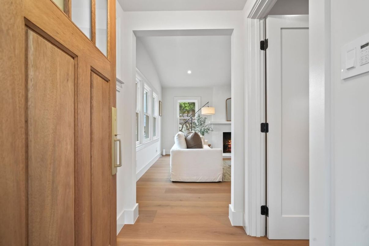 Fireplace, Interior, Recessed Lighting, Wood Texture Flooring