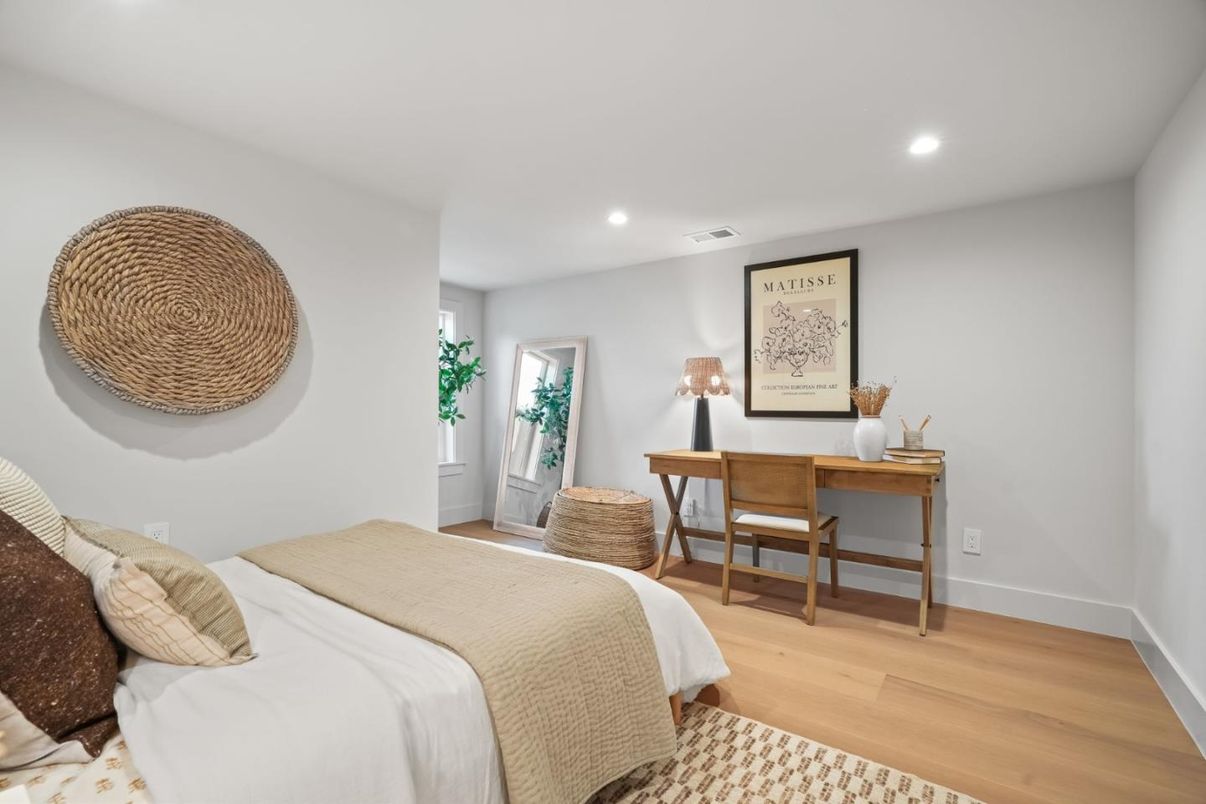 Bedroom, Home Office, Interior, Recessed Lighting, Wood Texture Flooring
