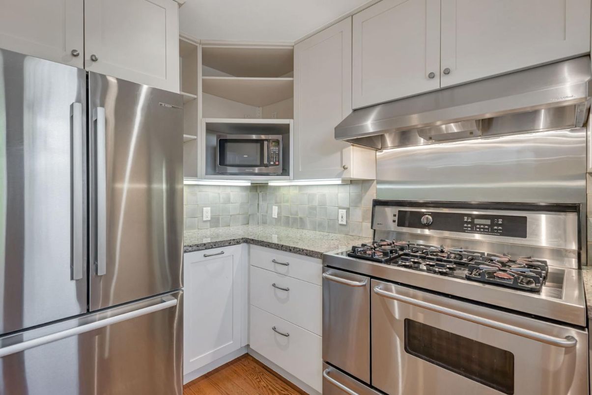 Interior, Kitchen, Stainless Steel Appliances, Wood Texture Flooring