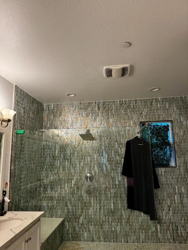 Bathroom, Glass Shower, Interior, Recessed Lighting