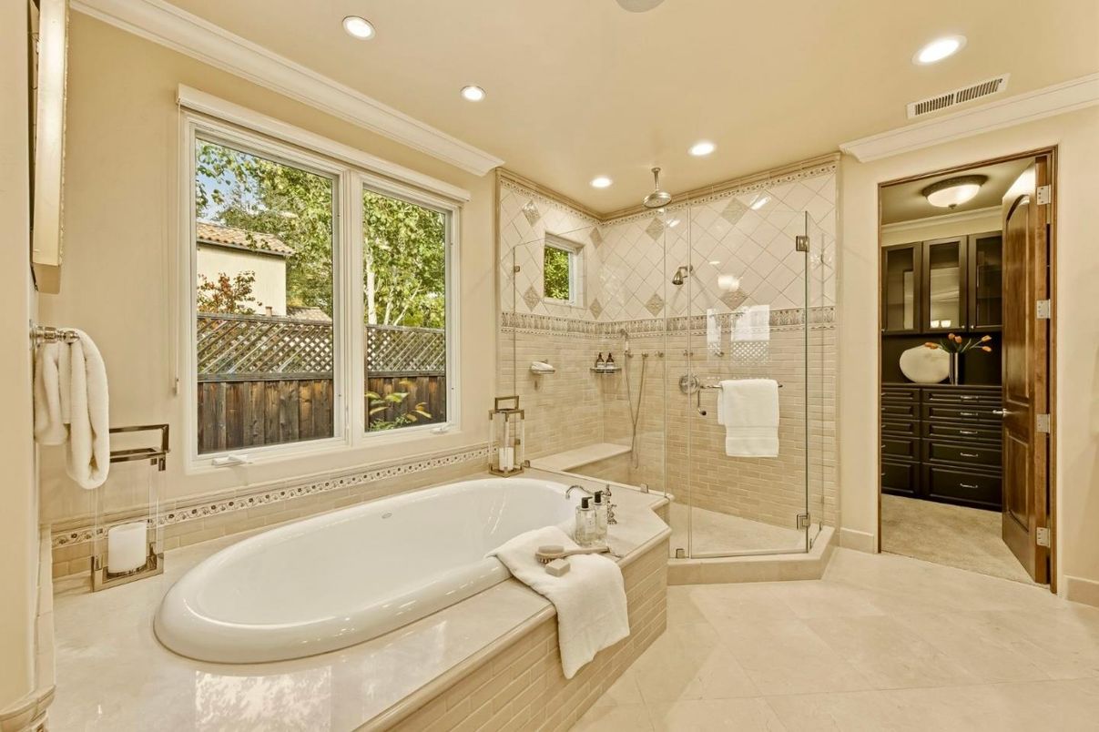 Bathroom, Glass Shower, Interior, Recessed Lighting