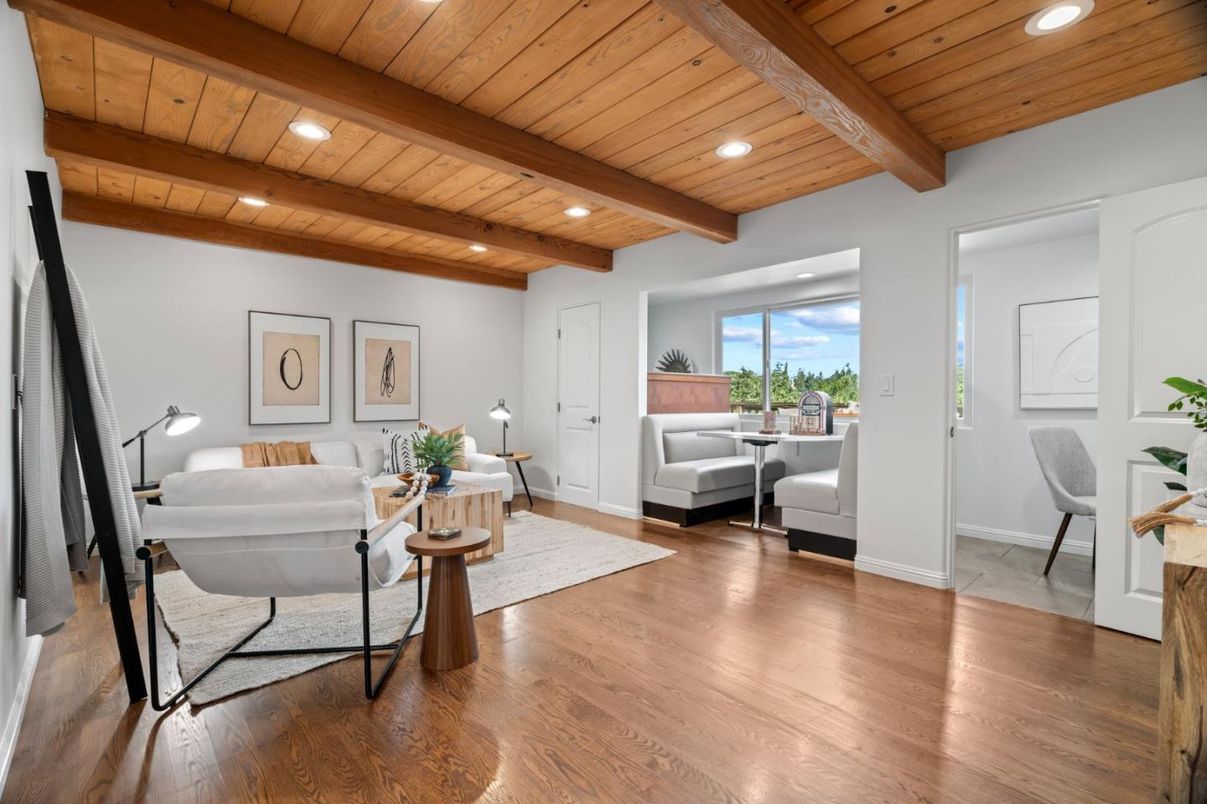 Interior, Living room, Recessed Lighting, Wooden Beams, Wooden Ceilings, Wood Texture Flooring