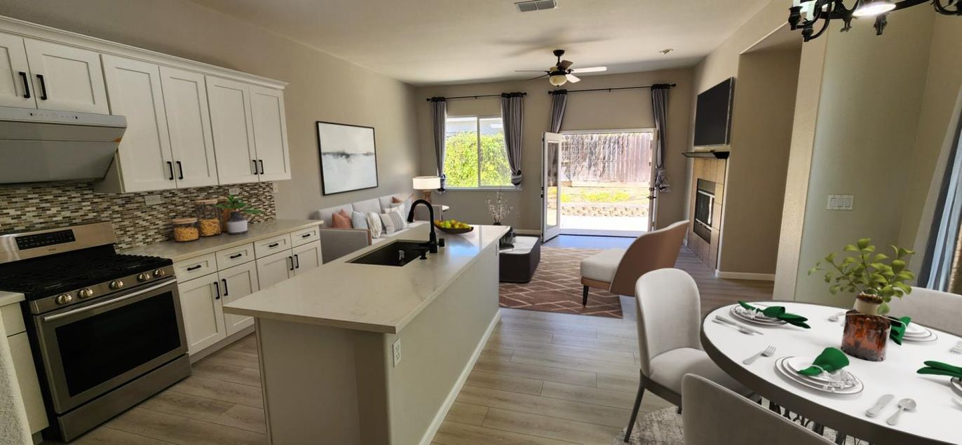 Dining room, Interior, Kitchen, Stainless Steel Appliances, Wood Texture Flooring