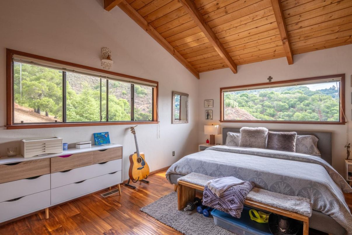 Bedroom, Interior, Wooden Beams, Wooden Ceilings, Wood Texture Flooring