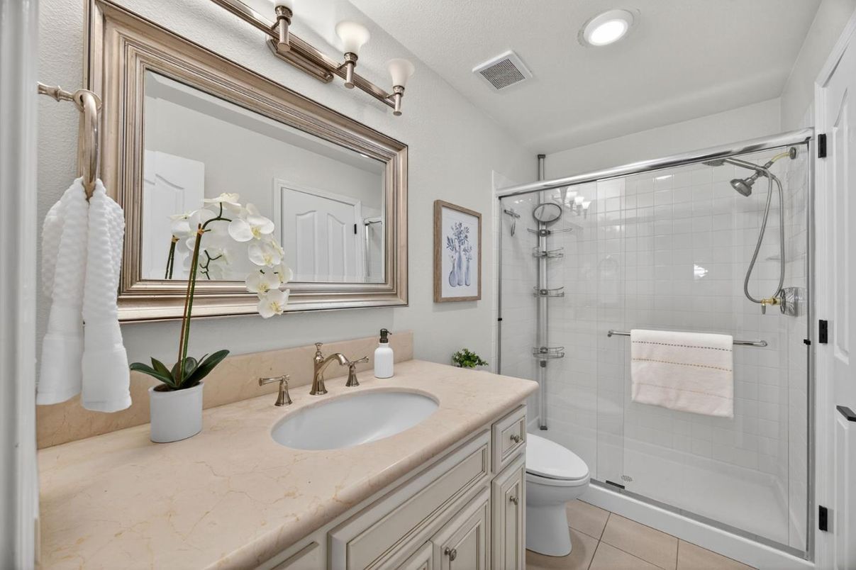 Bathroom, Glass Shower, Interior, Recessed Lighting