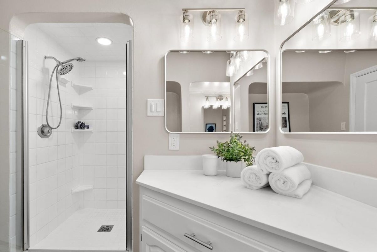 Bathroom, Glass Shower, Interior, Recessed Lighting