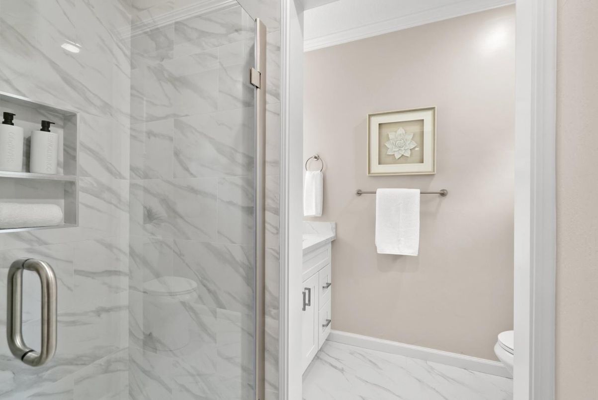 Bathroom, Glass Shower, Interior, Marble, Marble Walls