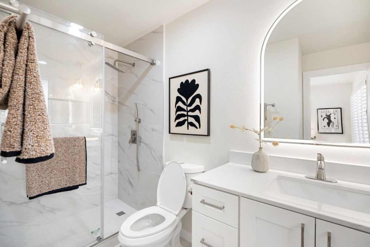 Bathroom, Glass Shower, Interior, Marble Walls