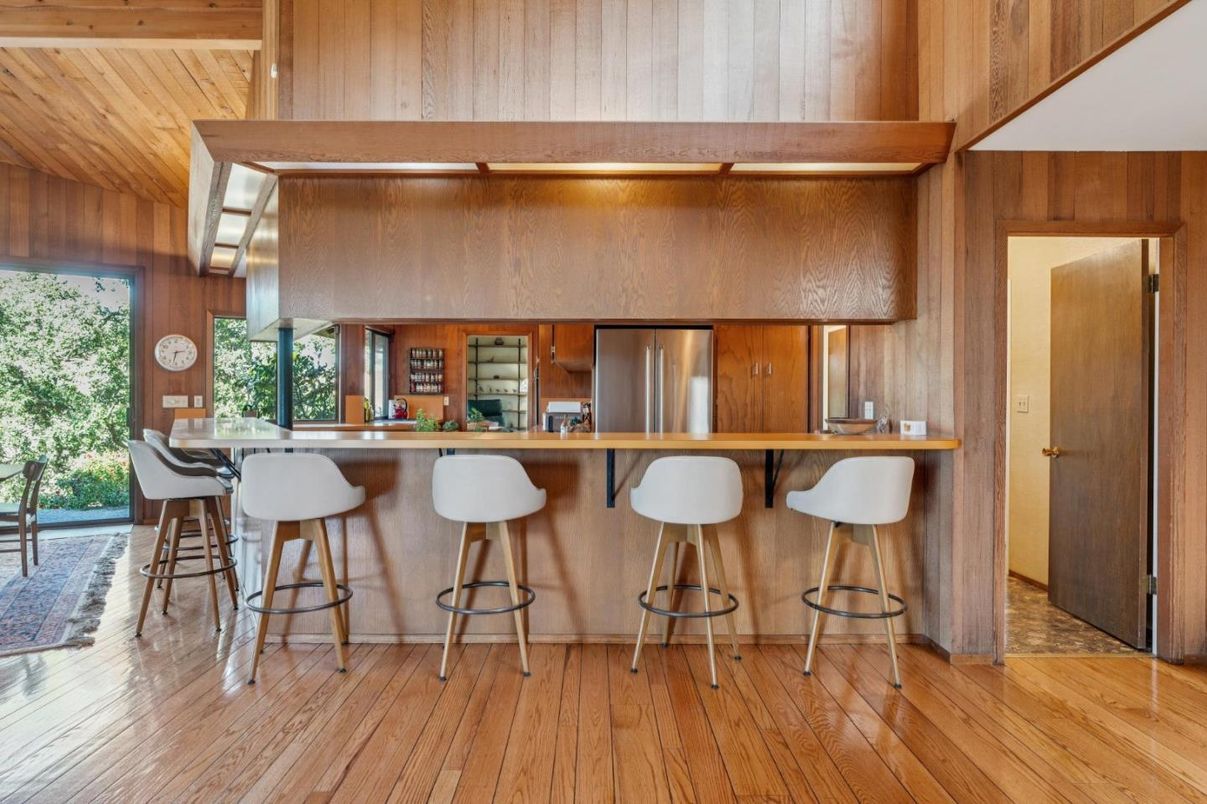 Interior, Kitchen, Stainless Steel Appliances, Wooden Ceilings, Wood Texture Flooring, Wooden Walls