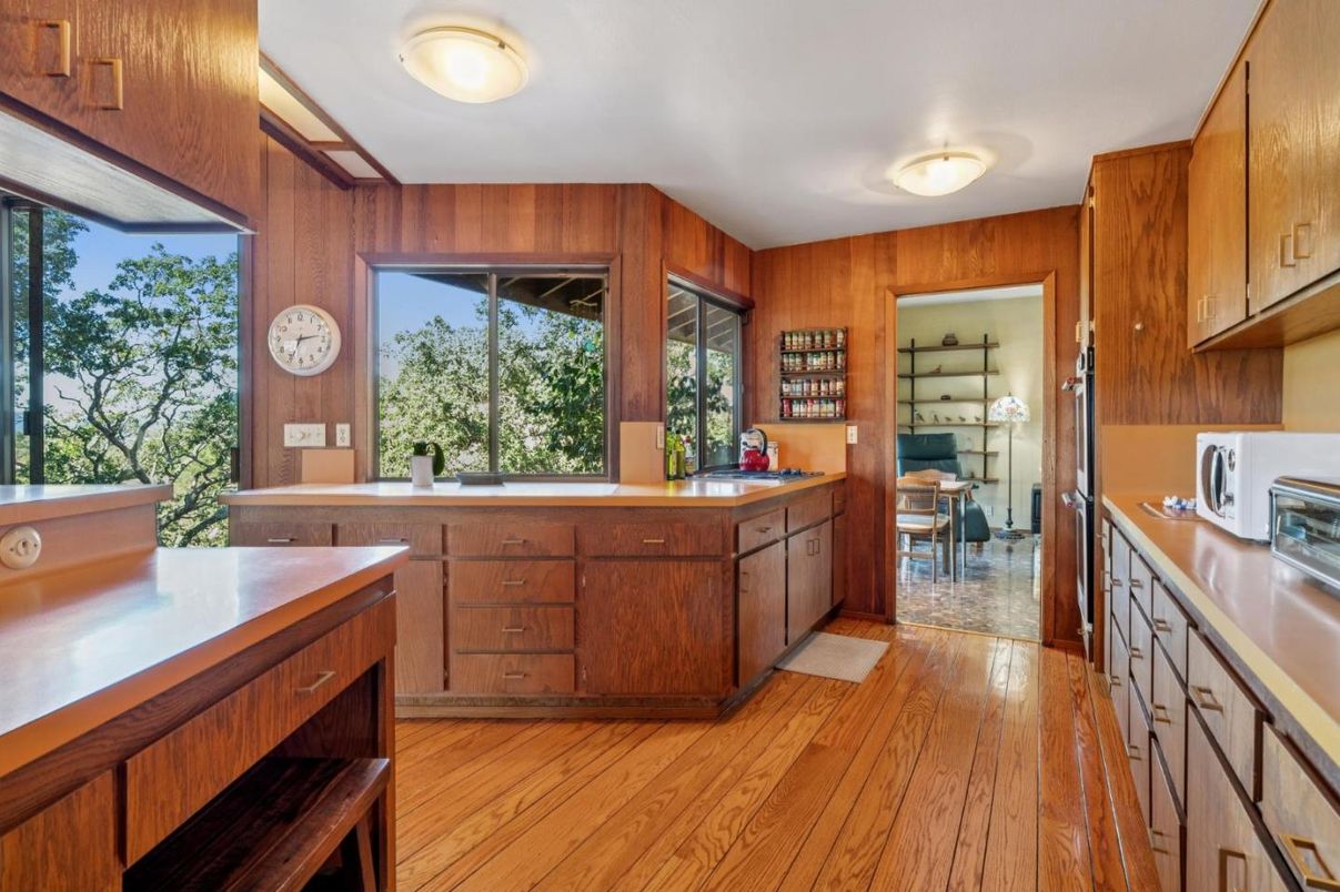 Interior, Kitchen, Wood Texture Flooring, Wooden Walls