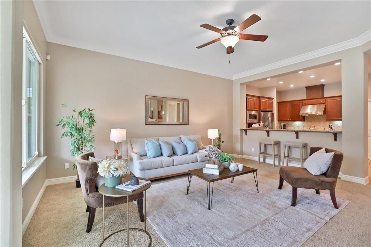 Dining room, Interior, Kitchen, Living room, Recessed Lighting, Stainless Steel Appliances