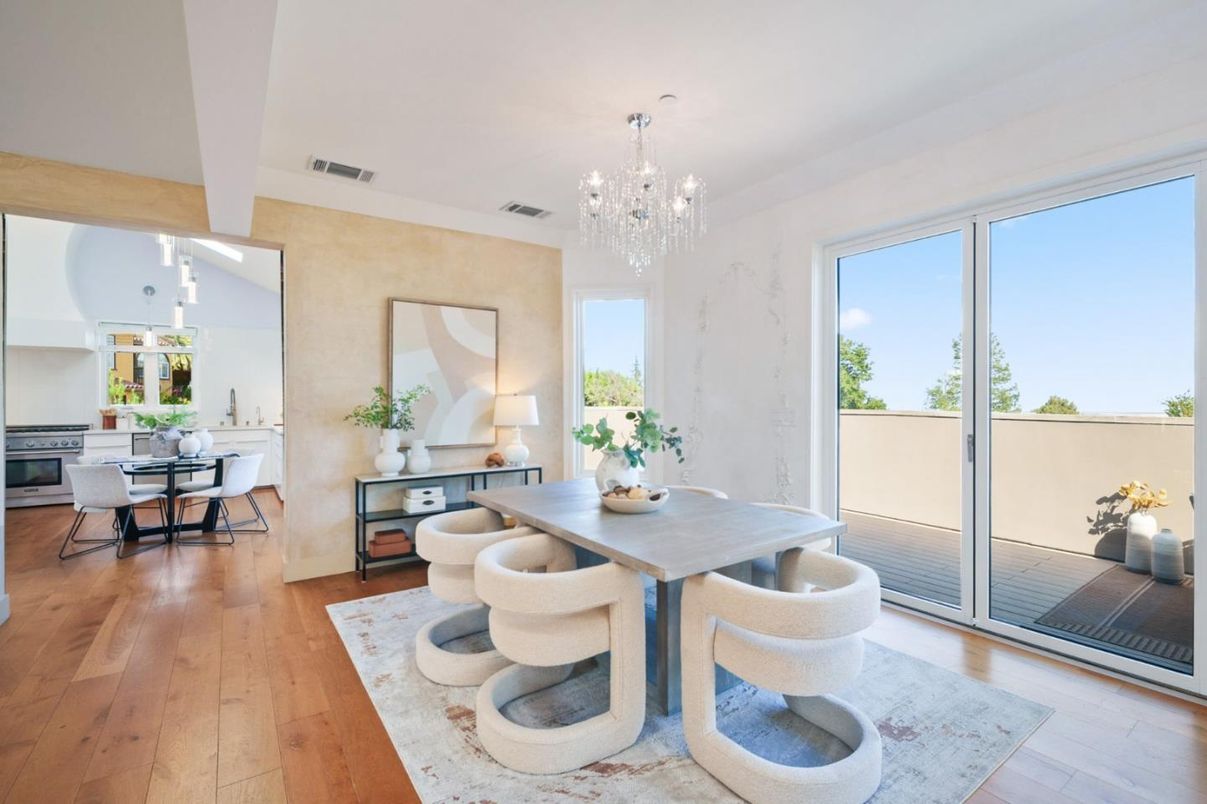 Chandelier, Dining room, Interior, Wood Texture Flooring