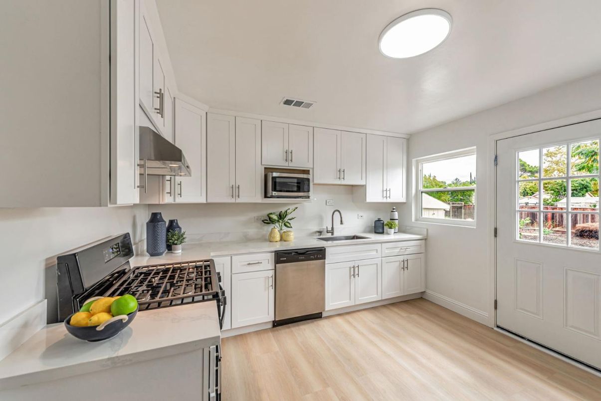 Interior, Kitchen, Stainless Steel Appliances, Wood Texture Flooring