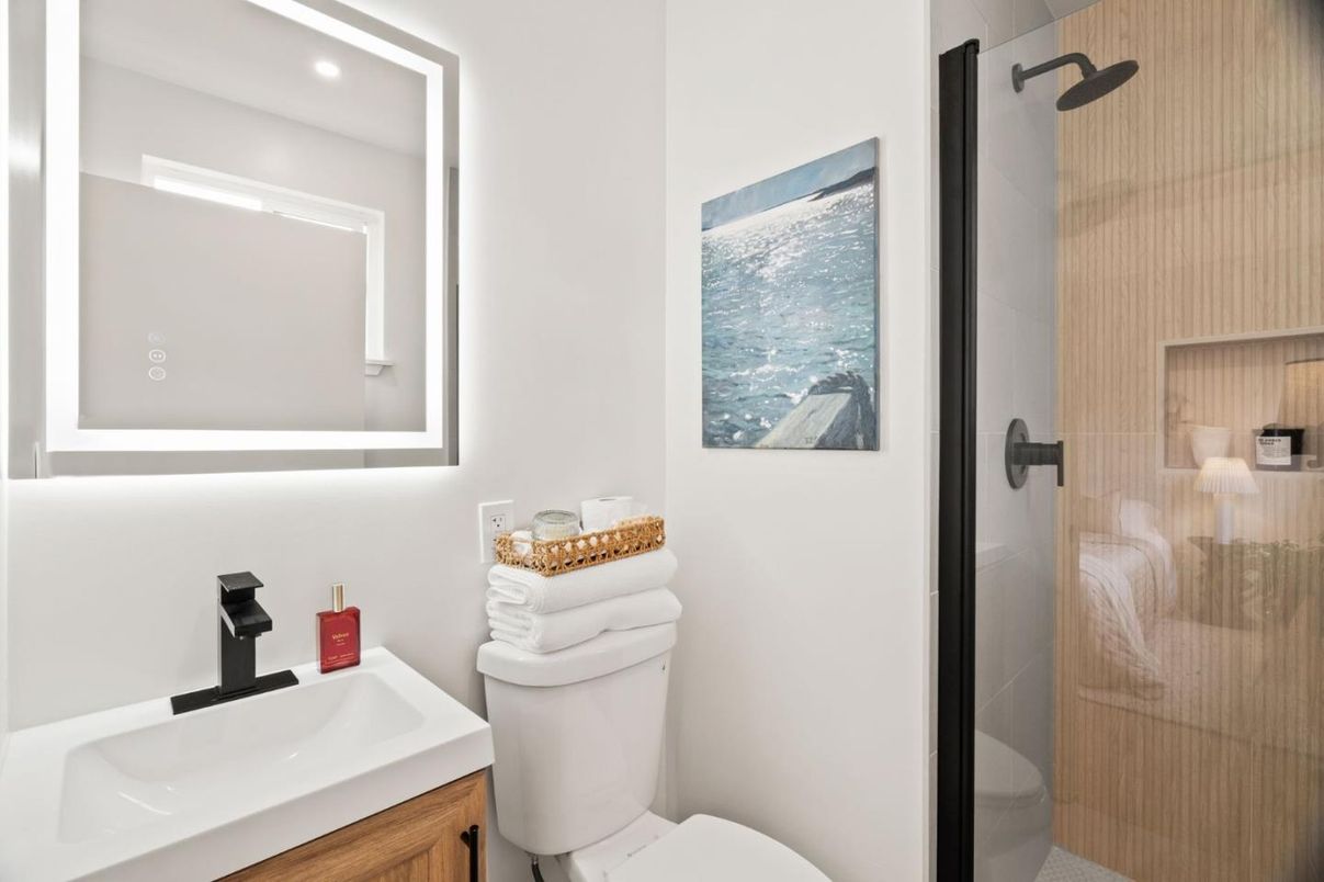 Bathroom, Glass Shower, Interior, Recessed Lighting