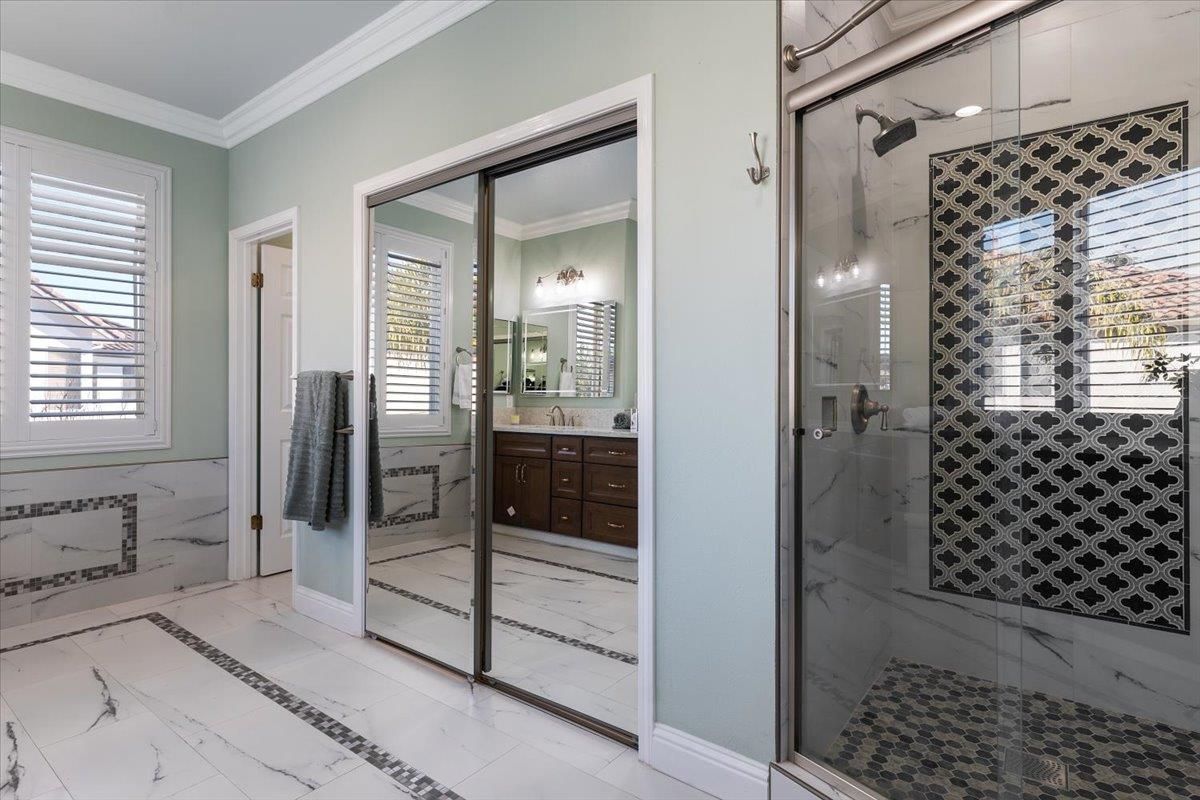 Bathroom, Glass Shower, Interior, Marble, Marble Walls