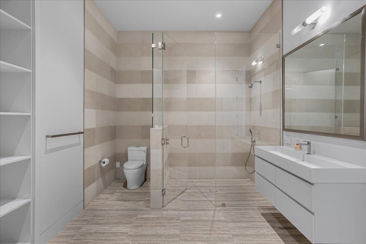 Bathroom, Glass Shower, Interior, Recessed Lighting
