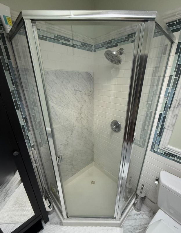 Bathroom, Glass Shower, Interior, Marble Walls