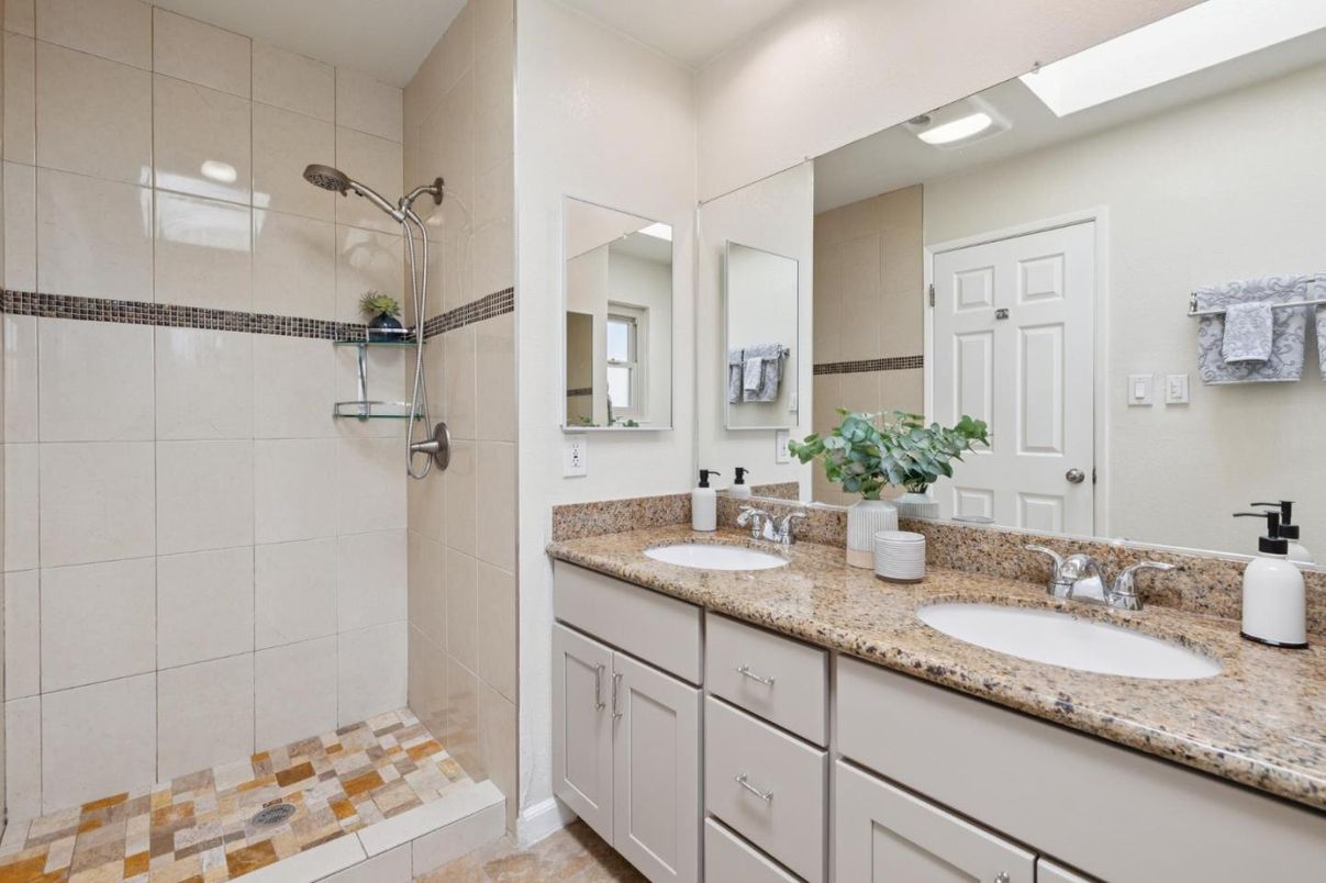 Bathroom, Dual Sink Vanities, Glass Shower, Interior