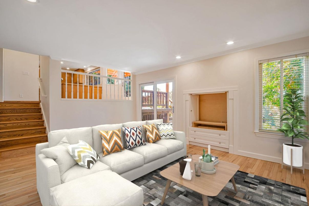 Interior, Living room, Recessed Lighting, Wood Texture Flooring