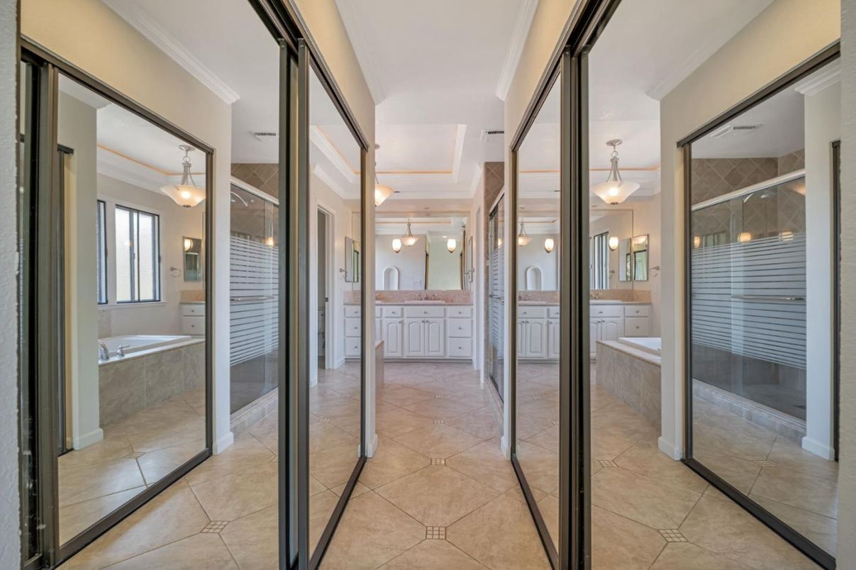 Bathroom, Glass Shower, Interior, Pendant Lights