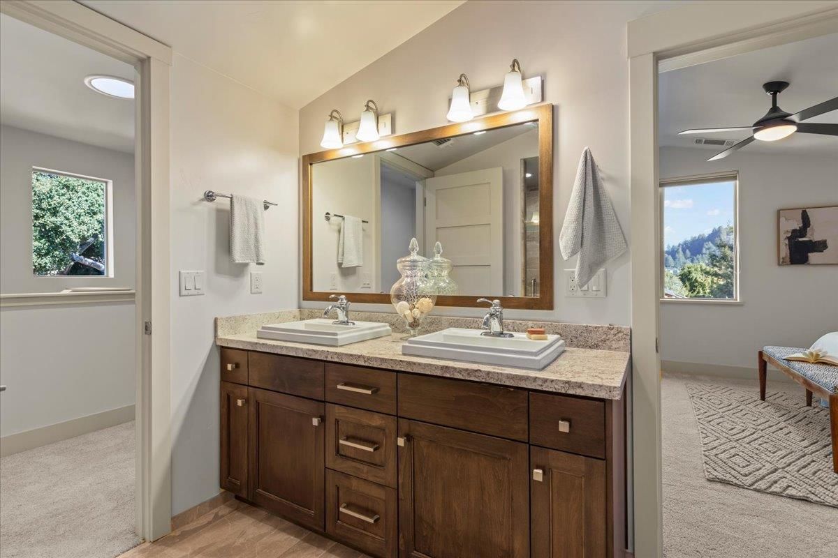 Bathroom, Dual Sink Vanities, Interior, Wood Texture Flooring