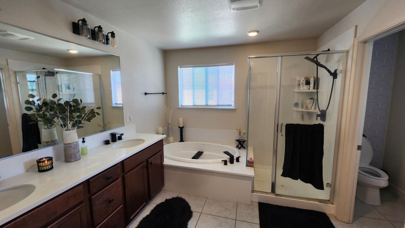 Bathroom, Dual Sink Vanities, Glass Shower, Interior, Recessed Lighting