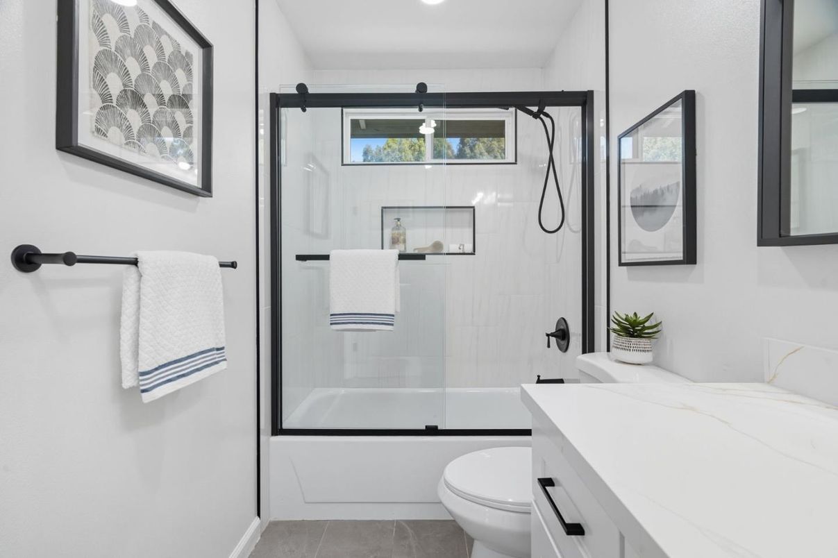 Bathroom, Glass Shower, Interior, Recessed Lighting