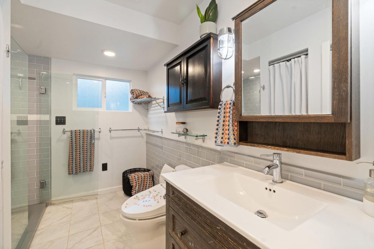 Bathroom, Glass Shower, Interior, Recessed Lighting