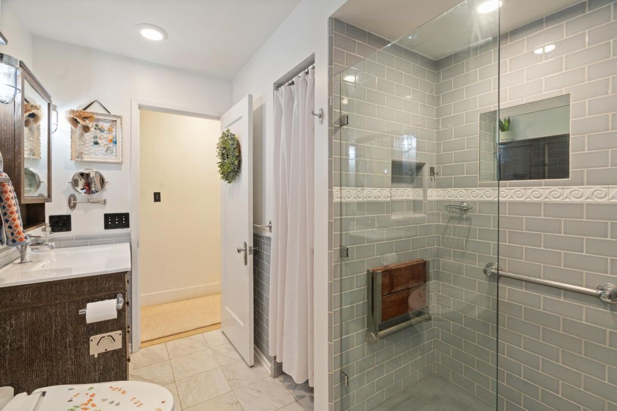 Bathroom, Glass Shower, Interior, Recessed Lighting
