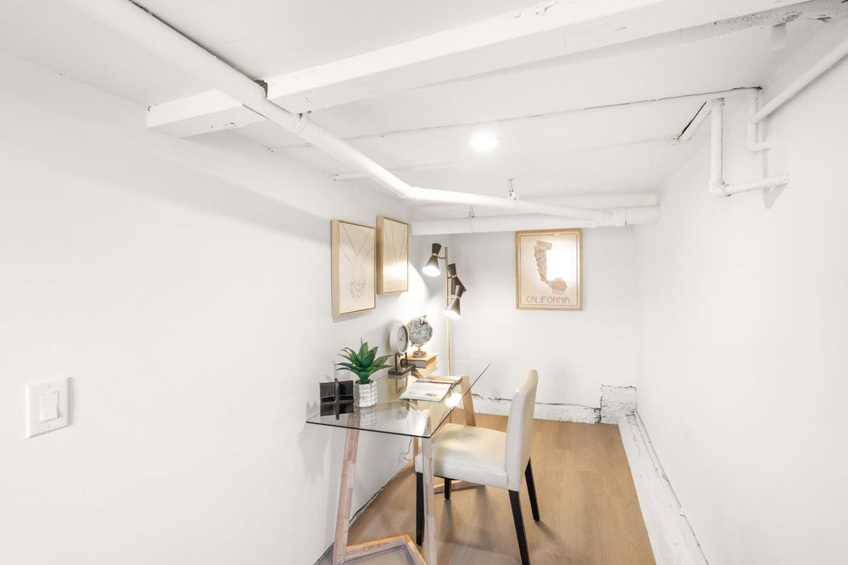 Home Office, Interior, Recessed Lighting, Wood Texture Flooring