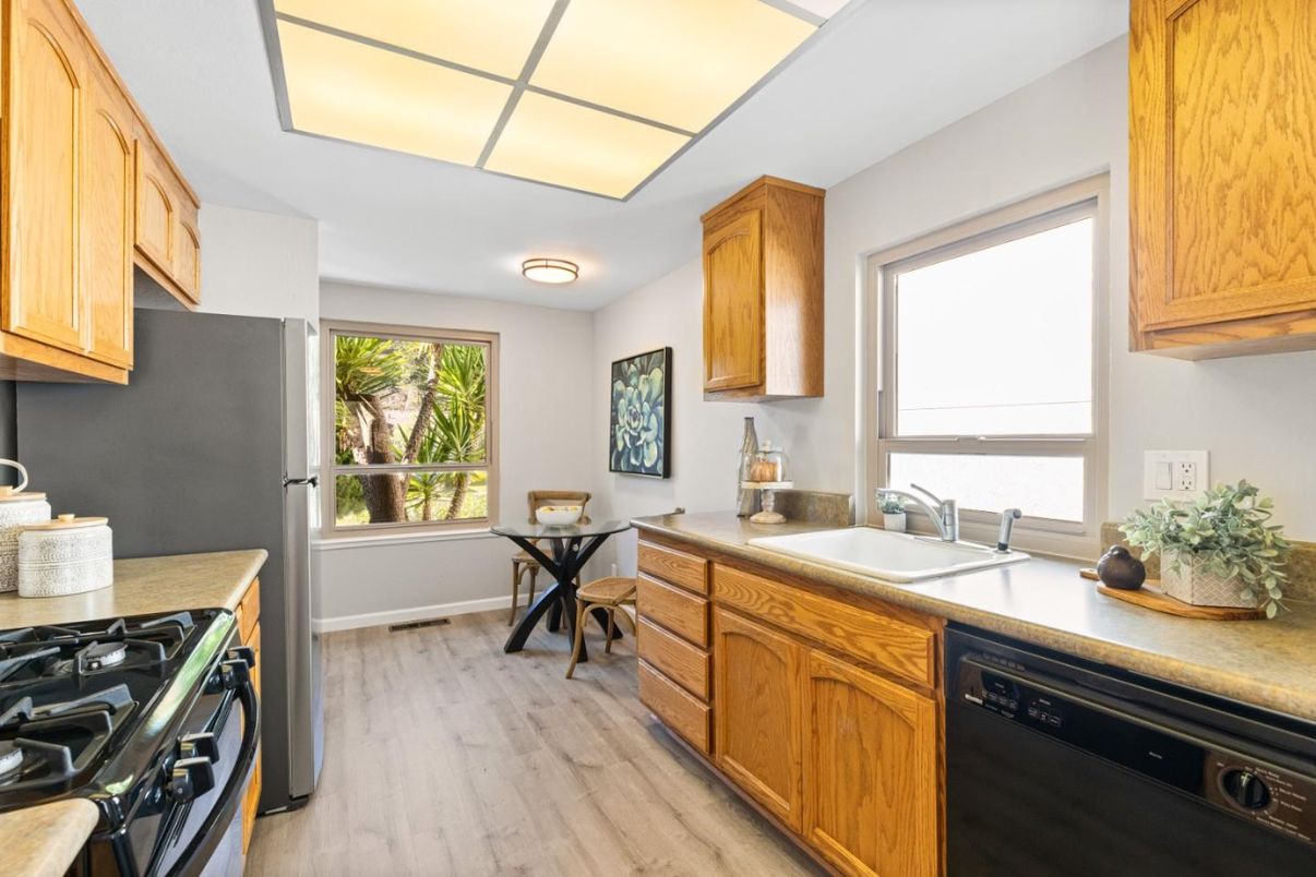 Interior, Kitchen, Wood Texture Flooring