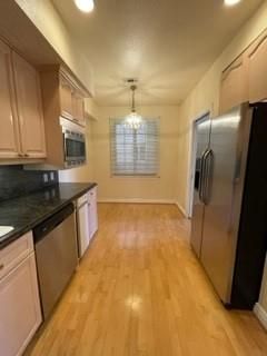 Chandelier, Interior, Kitchen, Recessed Lighting, Stainless Steel Appliances, Wood Texture Flooring