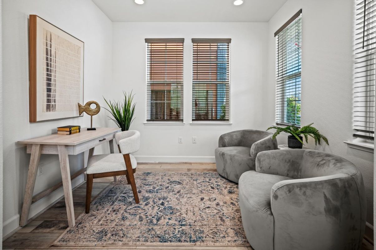 Home Office, Interior, Recessed Lighting, Wood Texture Flooring