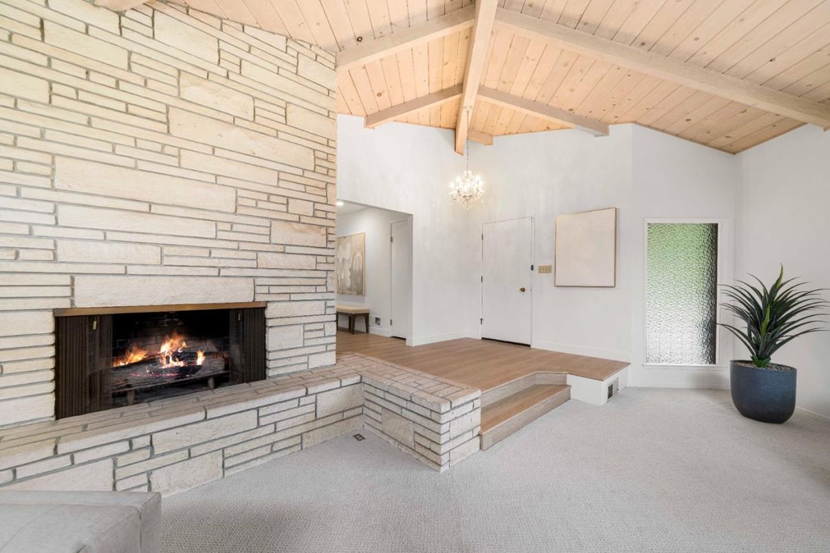 Chandelier, Fireplace, Interior, Stone Walls, Wooden Beams, Wooden Ceilings, Wood Texture Flooring