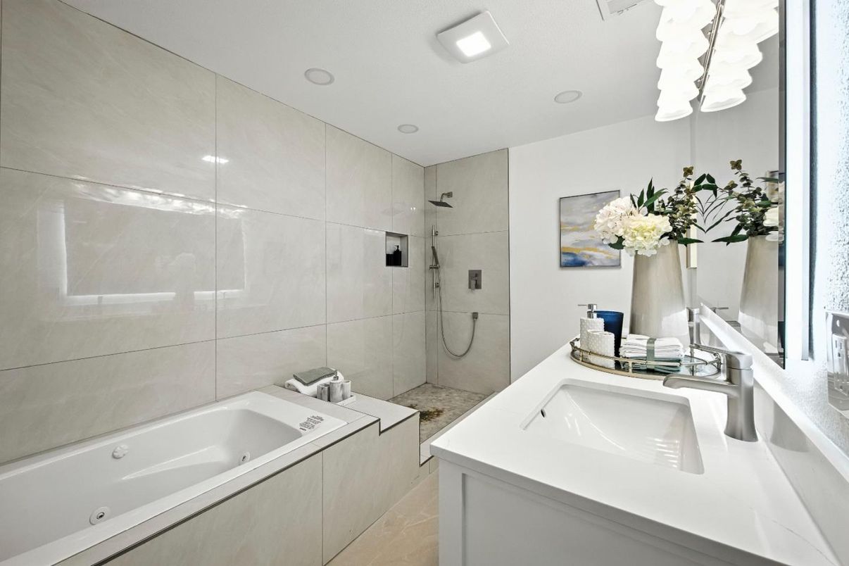 Bathroom, Glass Shower, Interior, Recessed Lighting