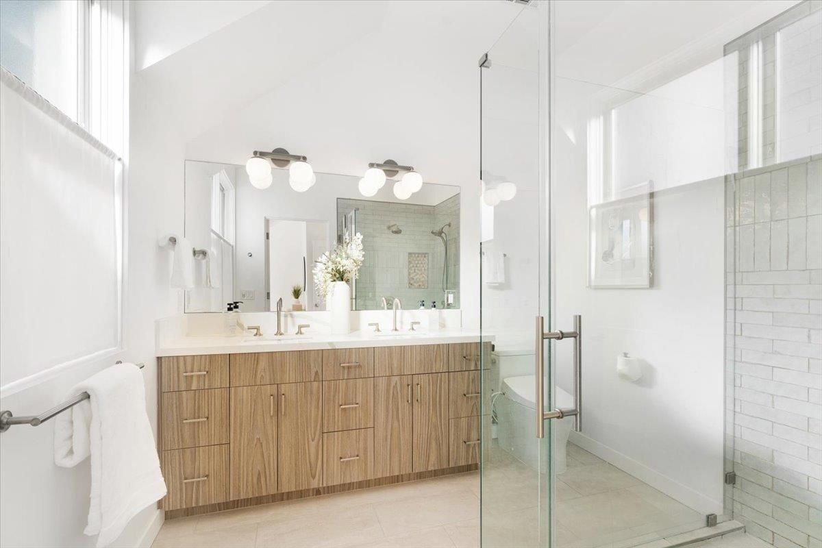 Bathroom, Dual Sink Vanities, Glass Shower, Interior