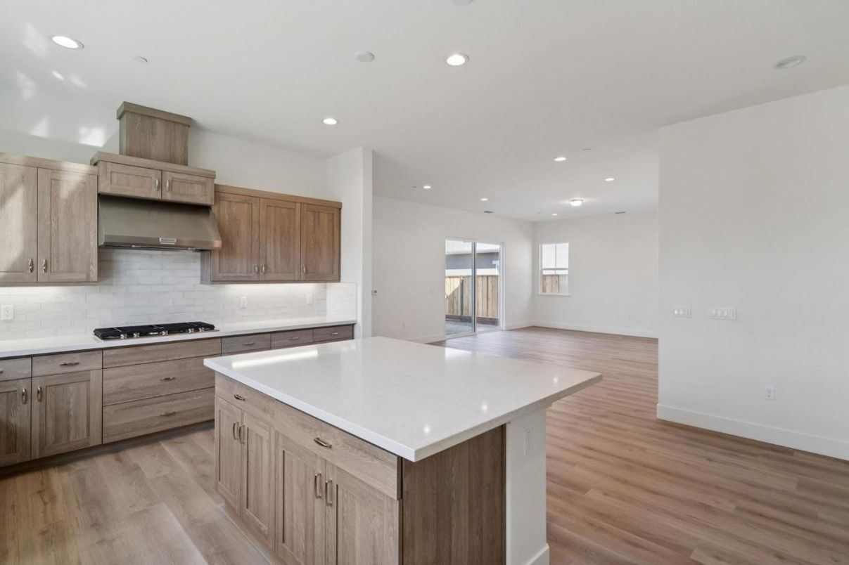 Interior, Kitchen, Recessed Lighting, Wood Texture Flooring