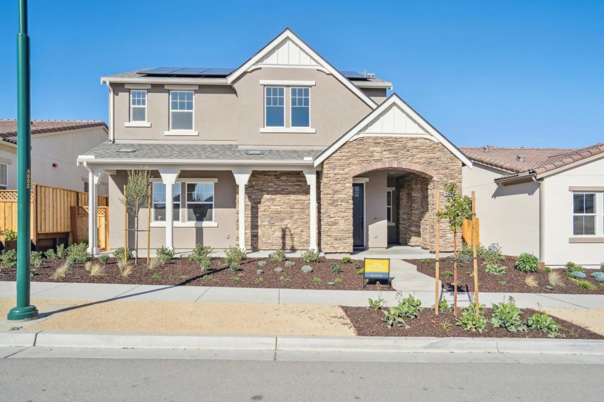 Exterior, Facade, Brick Facade, Solar Panels, Mediterranean