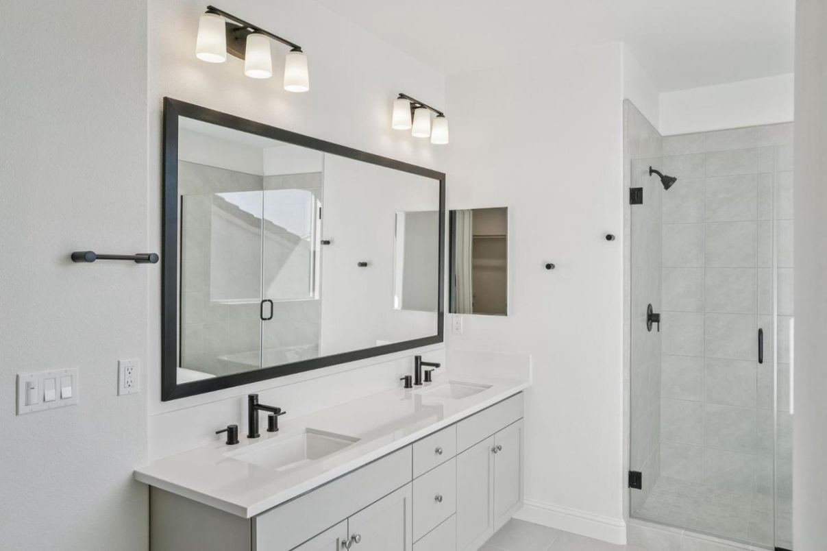 Bathroom, Dual Sink Vanities, Glass Shower, Interior