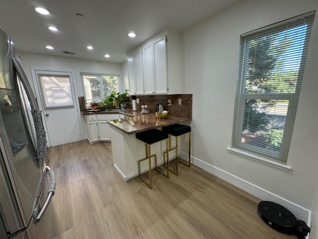 Interior, Kitchen, Recessed Lighting, Wood Texture Flooring