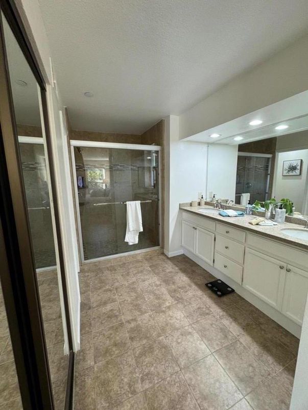 Bathroom, Dual Sink Vanities, Glass Shower, Interior, Recessed Lighting