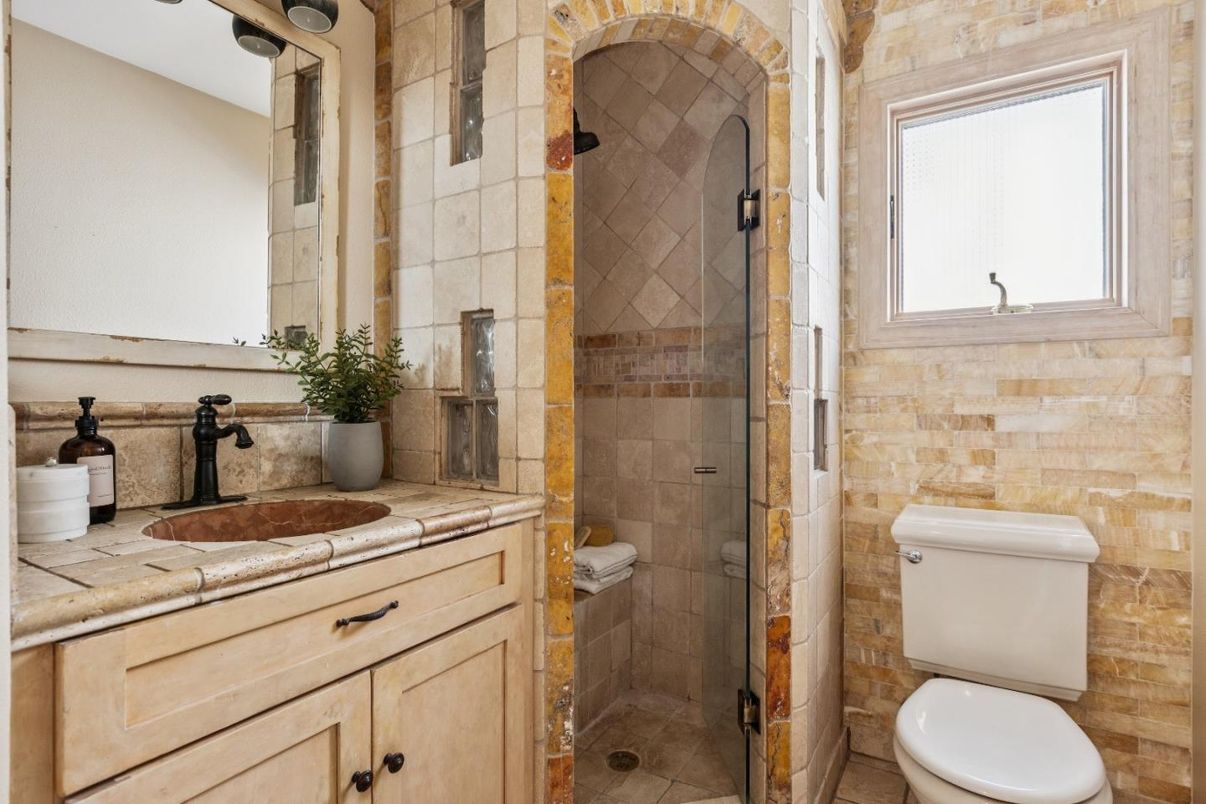 Bathroom, Glass Shower, Interior, Tile Countertops