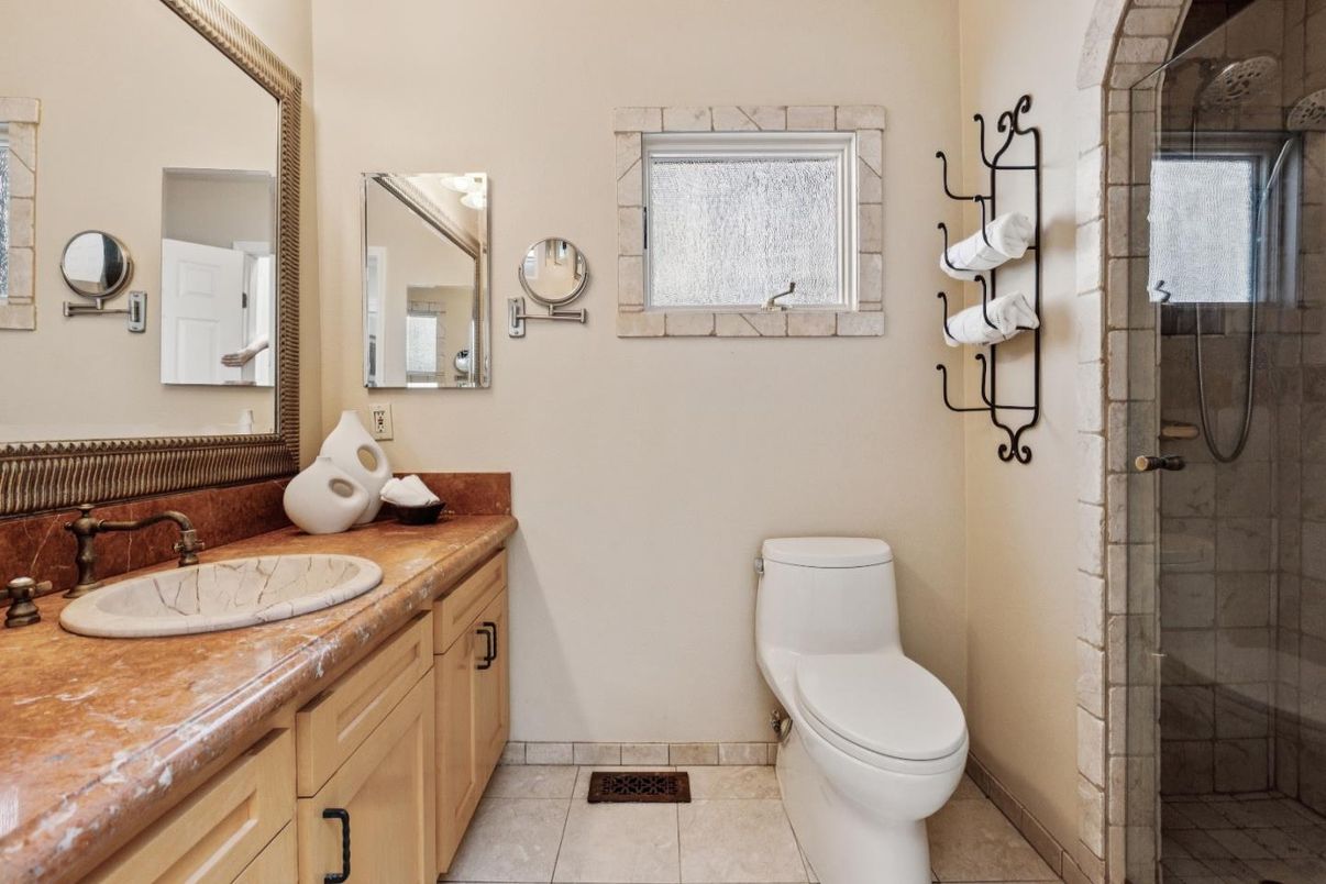 Bathroom, Glass Shower, Interior, Tile Countertops