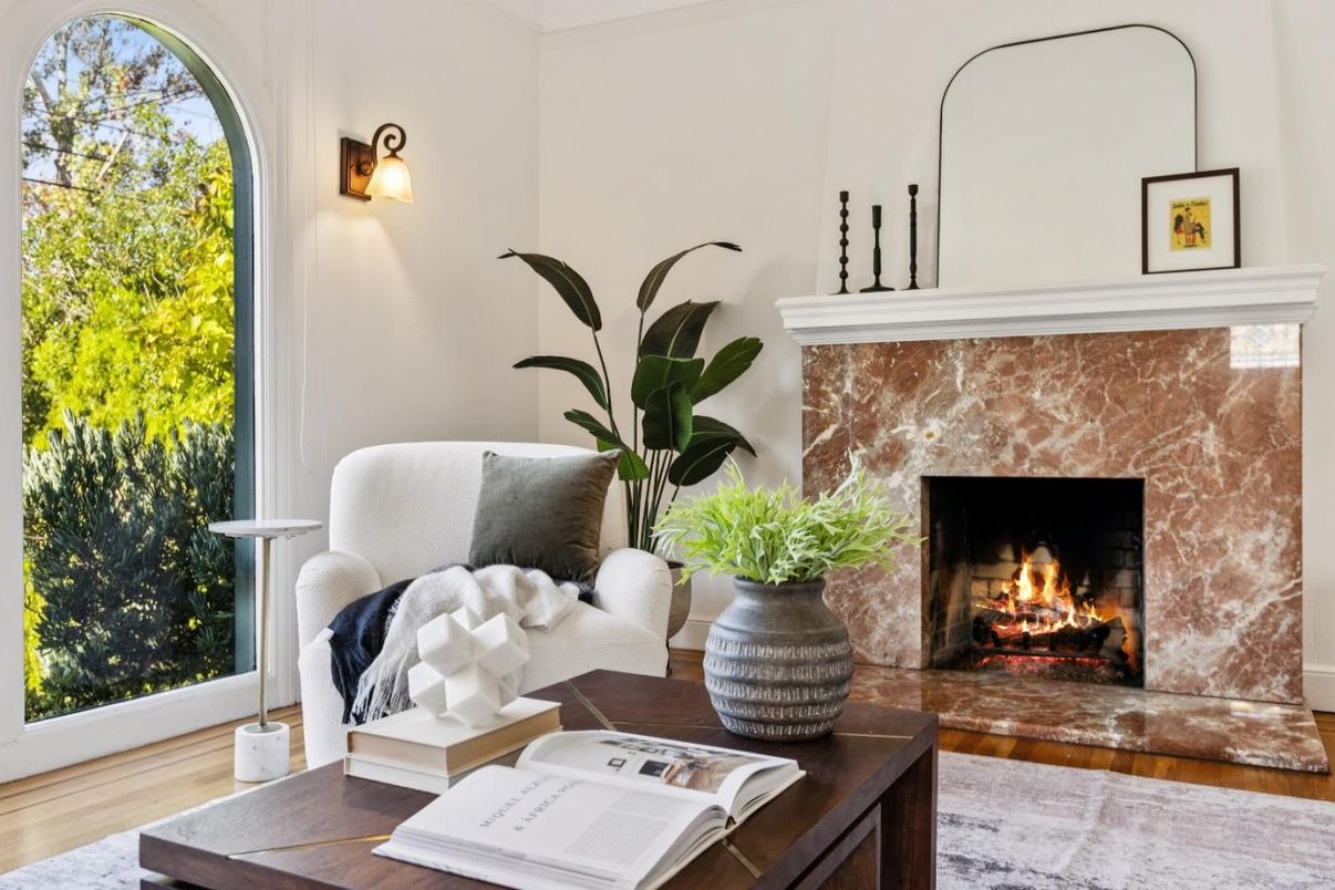 Fireplace, Interior, Wood Texture Flooring