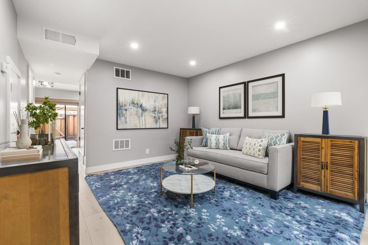 Interior, Living room, Recessed Lighting, Wood Texture Flooring