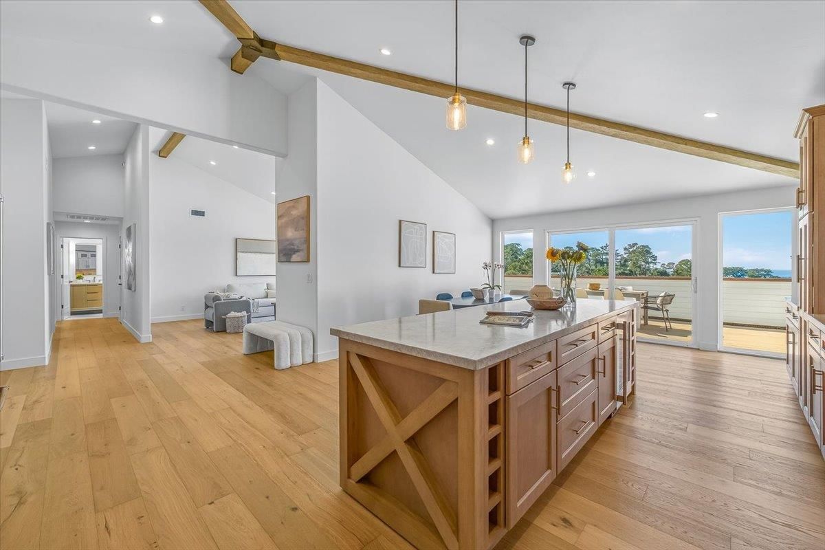 Interior, Kitchen, Pendant Lights, Recessed Lighting, Wood Texture Flooring