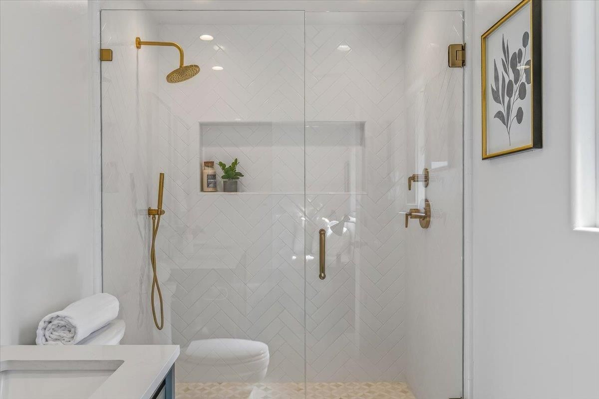 Bathroom, Glass Shower, Interior, Recessed Lighting