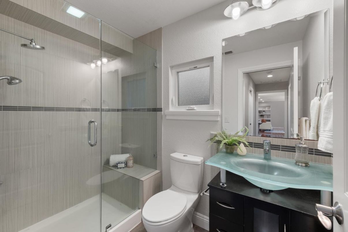 Bathroom, Glass Shower, Interior, Recessed Lighting