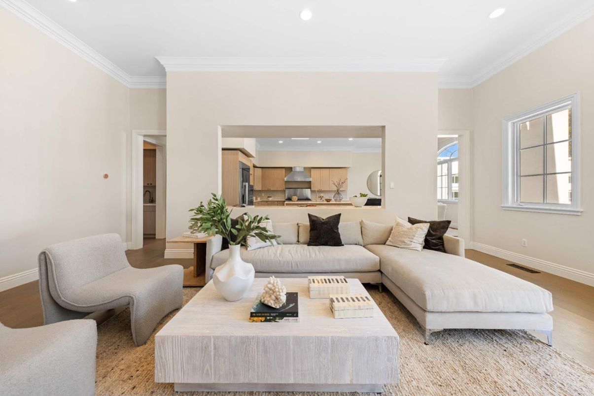 Interior, Kitchen, Living room, Recessed Lighting, Stainless Steel Appliances, Wood Texture Flooring