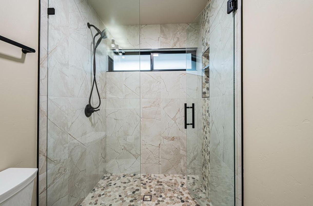 Bathroom, Glass Shower, Interior, Marble Walls